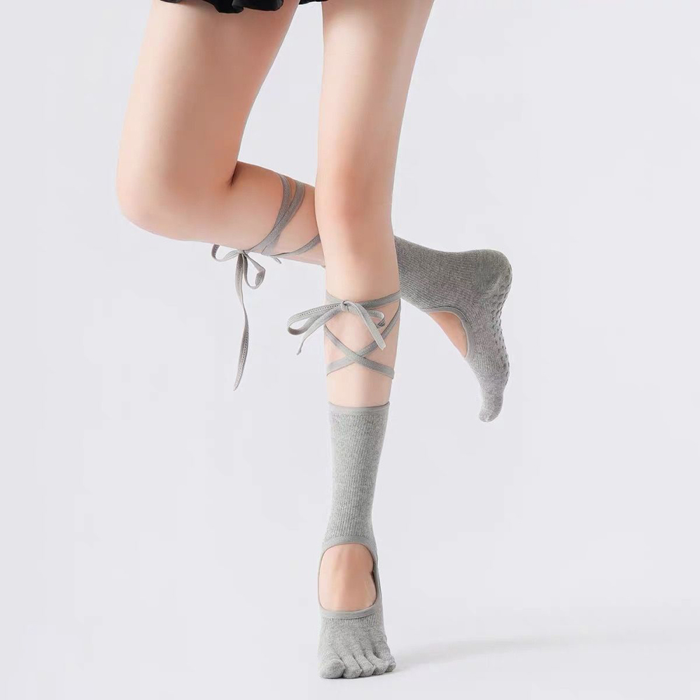 レースアップ式のバレエヨガソックス、女性用、ミドル丈、滑り止 - Medias Para Pilates Y Yoga のレビューと価格